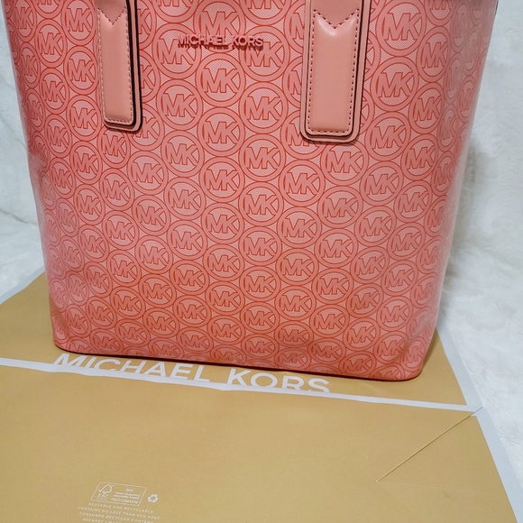 NEW Michael Kors Jodie Grapefruit Logo Jacquard Large Tote Bag 35H1T2JT3C - Picture 3 of 7